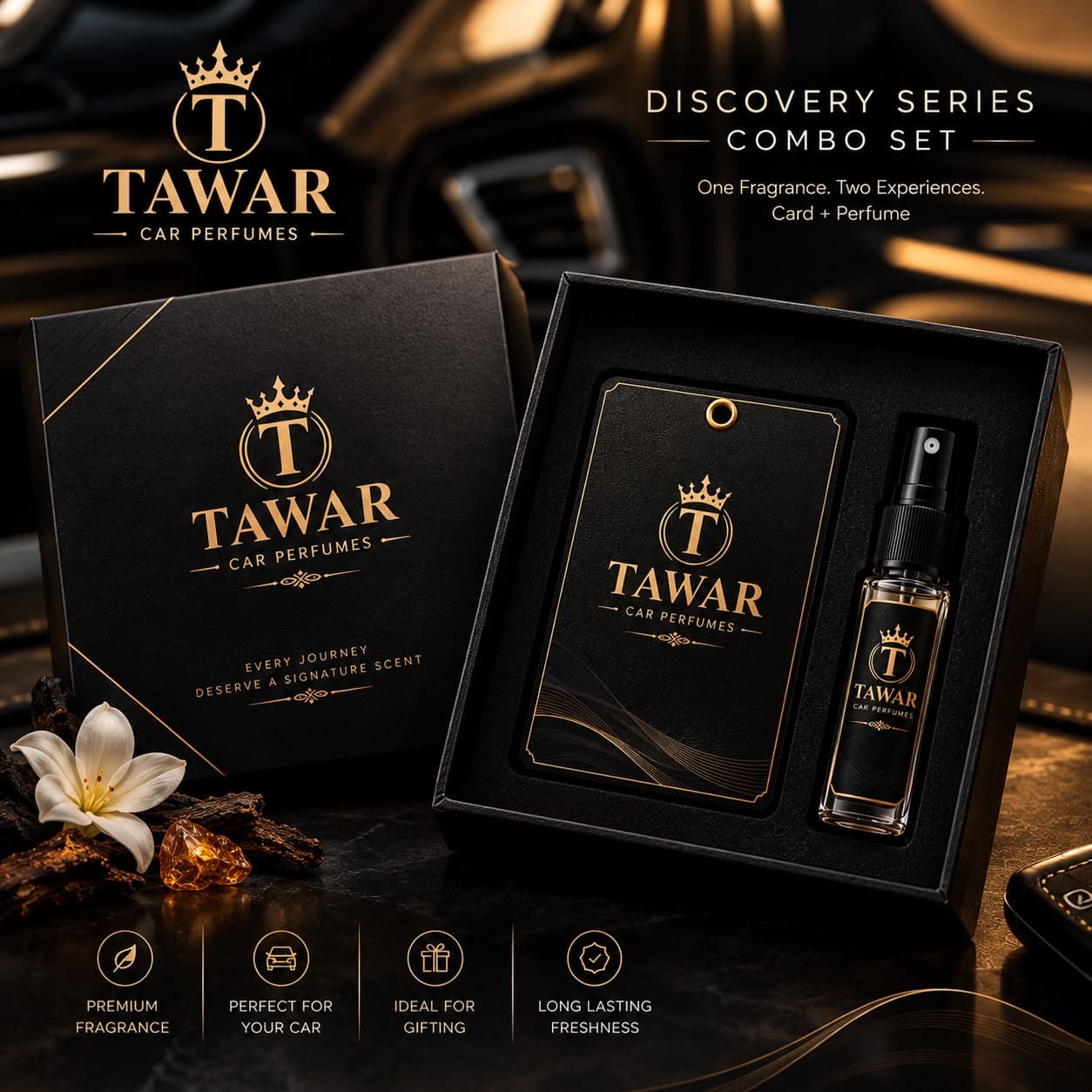 TAWAR CAR PERFUME — Fragrance Card + Spray Combo